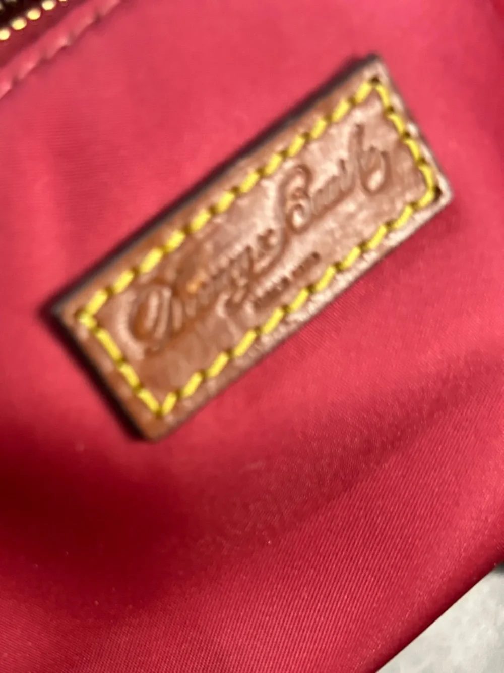 Dooney & Bourke Red Nylon Cosmetic Case with Leather Logo